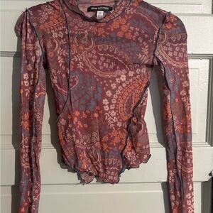 Urban Outfitters Women's Paisley Long Sleeve Top - Purple and Orange